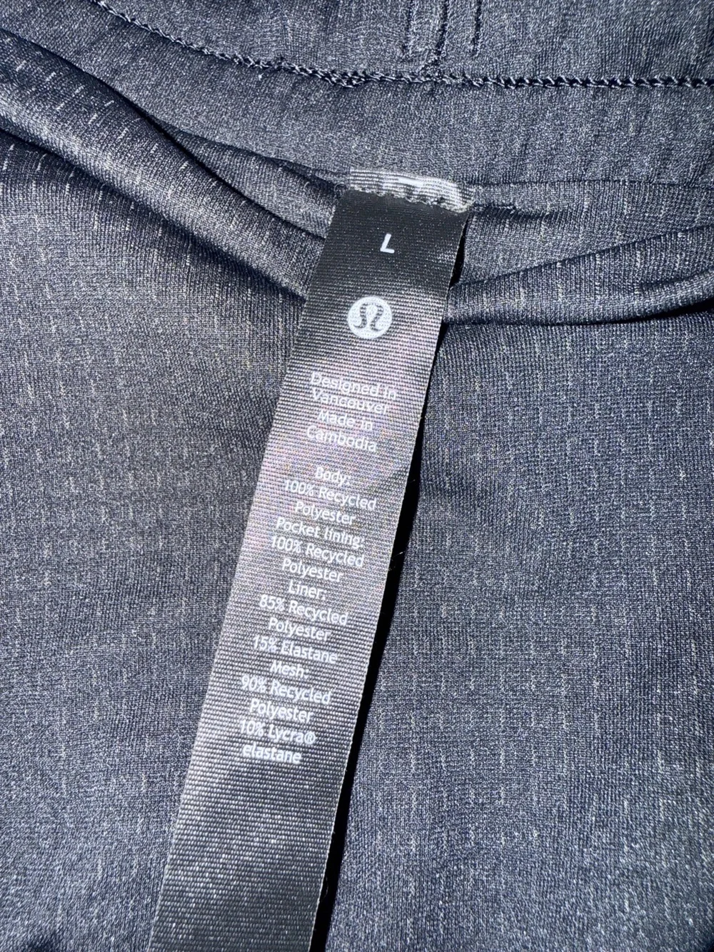 Lululemon Men's Athletic Shorts - Dark Gray Patterned LINED - LARGE